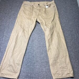 Levis 505 Pants Mens 38x32 White Tab Regular Straight Casual Tan Brown